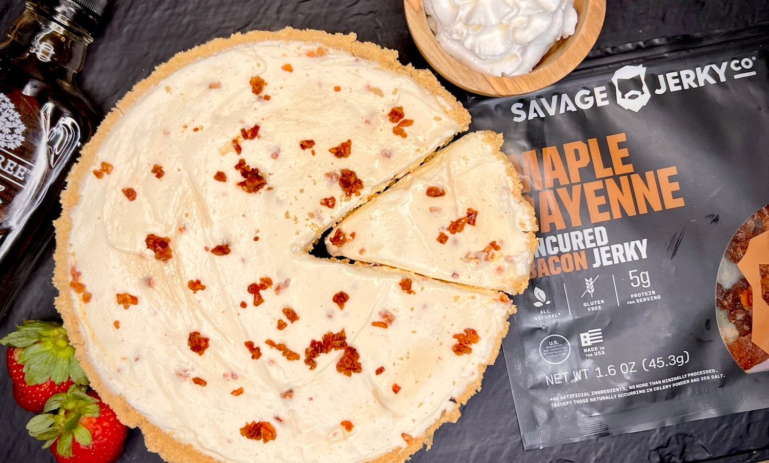 maple cayenne bacon no-bake cheesecake image